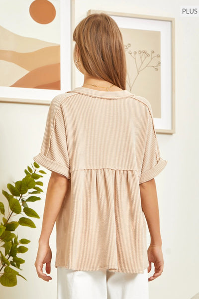 Taupe Light Ribbed Top