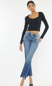 Double Button Slim Straight Jeans