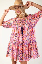 Boho Pink Tassle Dress