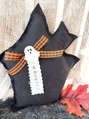 Halloween Haunted House Mini Pillow | Home Decor: Black