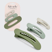 KITSCH - Recycled Plastic Matte Flat Lay Claw Clip 3pc - Eucalyptus