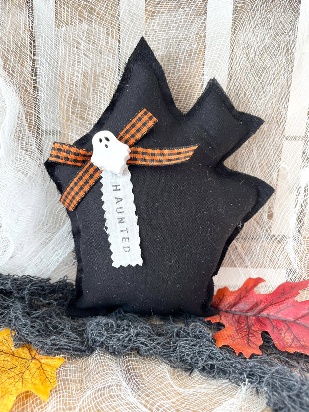 Halloween Haunted House Mini Pillow | Home Decor: Black