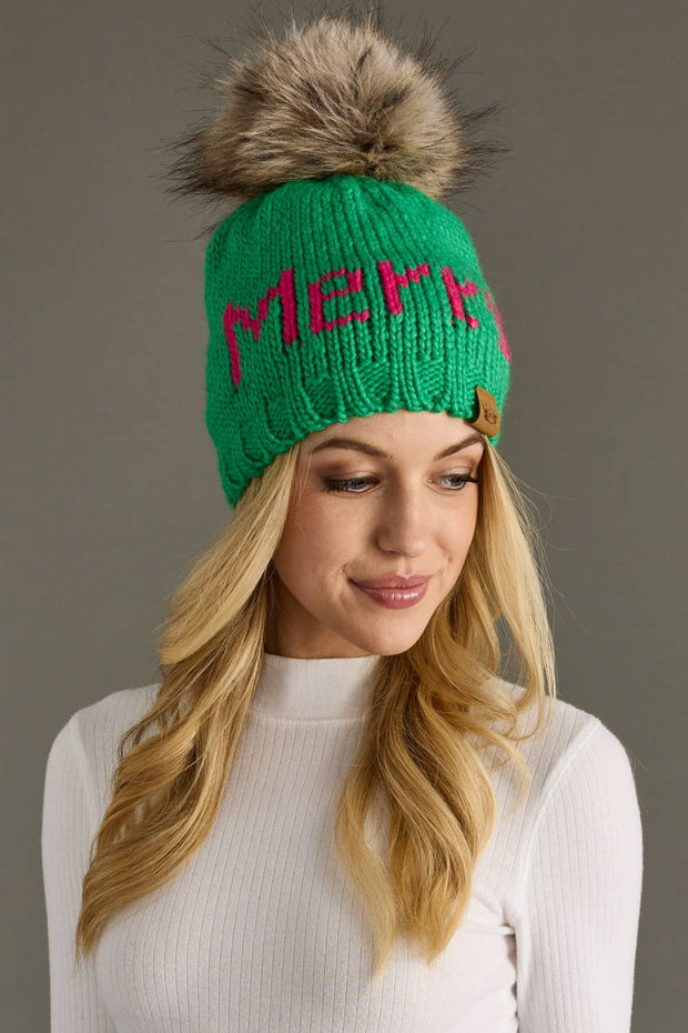 Panache Apparel Co. - Bright Green Merry Pom Hat