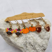 Turkey Pinecone Pumpkin Fall Earrings Set