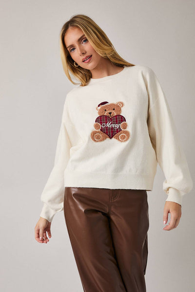 LONG SLEEVE SANTA TEDDY SWEATER