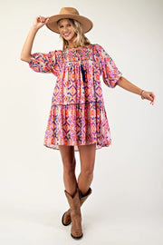 Boho Pink Tassle Dress