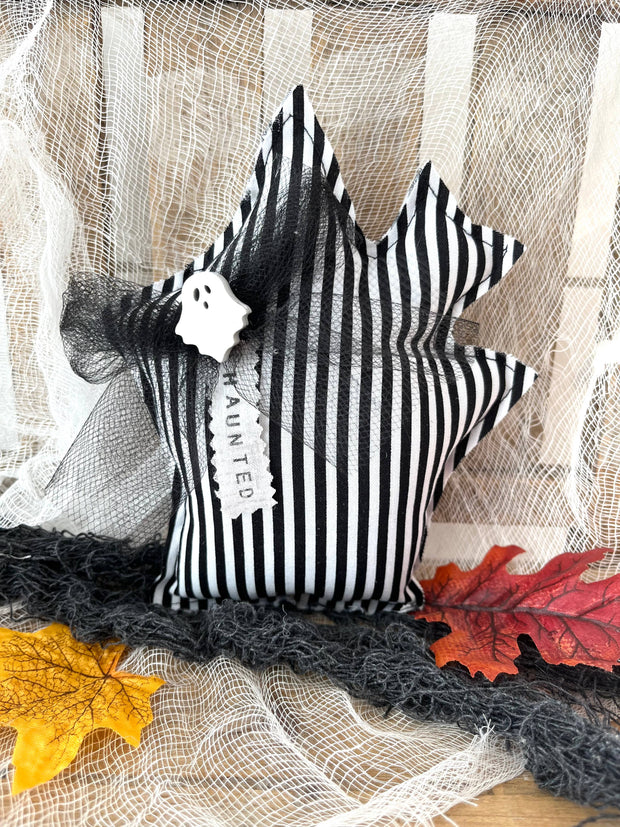 Halloween Haunted House Mini Pillow | Home Decor: Black