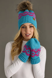 Panache Apparel Co. - Blue & Speckled Patterned Pom Hat
