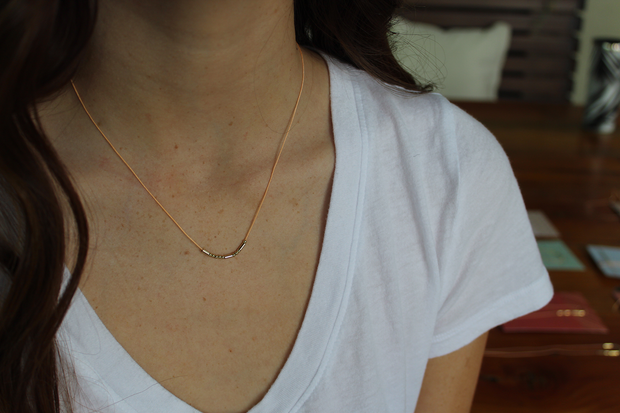 Lucky Feather - Morse Code Necklace - Gold - BFF