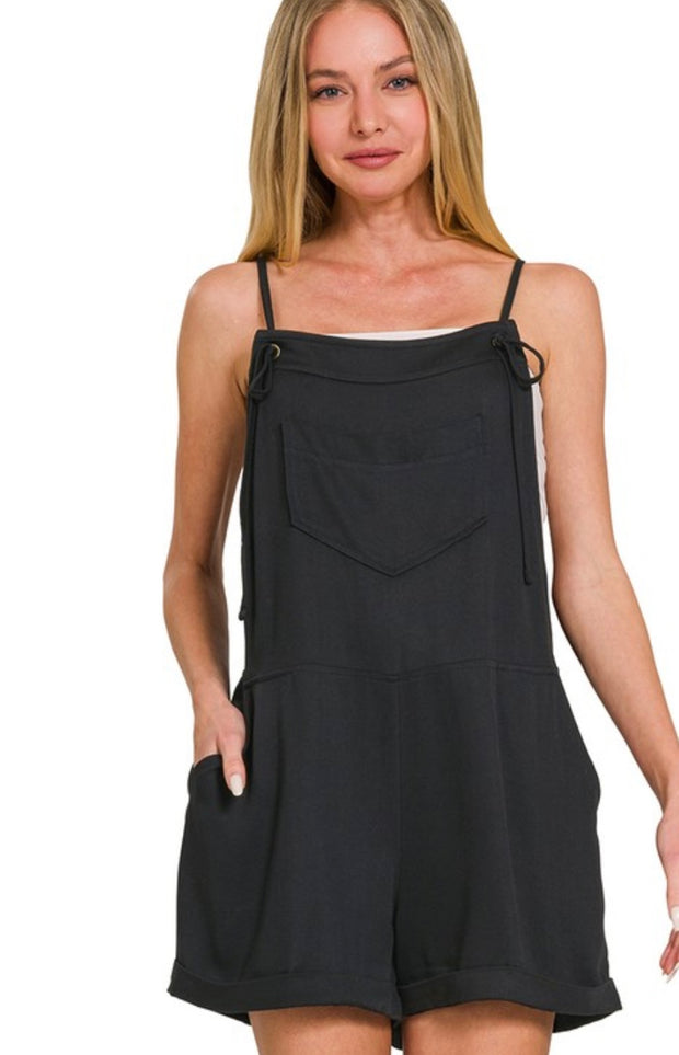 Black Overalls Romper