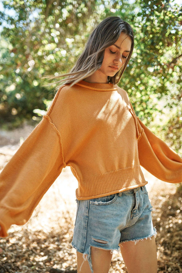 Mello. - Round Neck Sweater: Tan / M