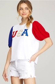 U S A Chenille Patch Top