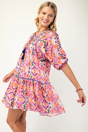 Boho Pink Tassle Dress