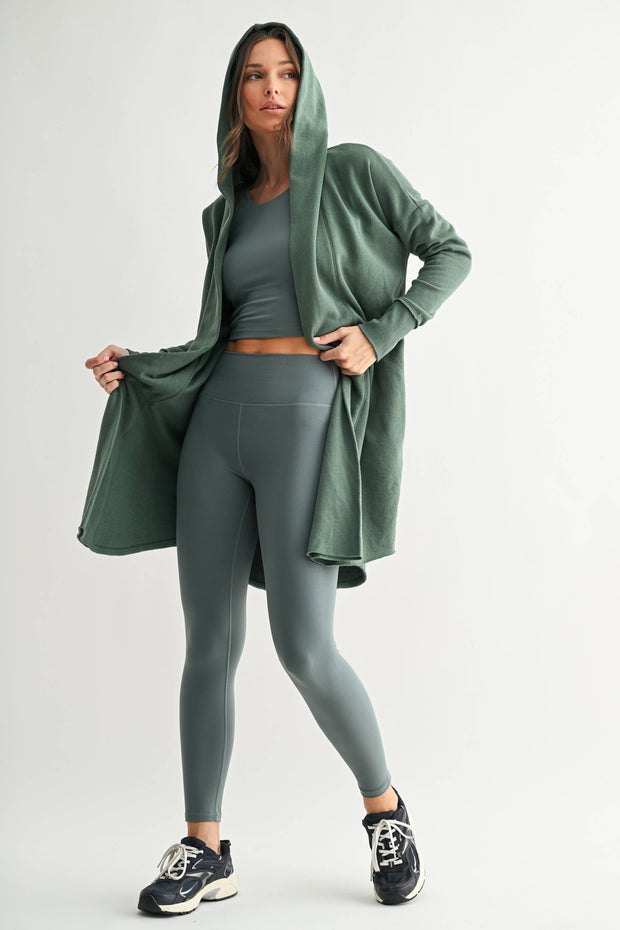 Open Front Longline Hoodie Cardigan