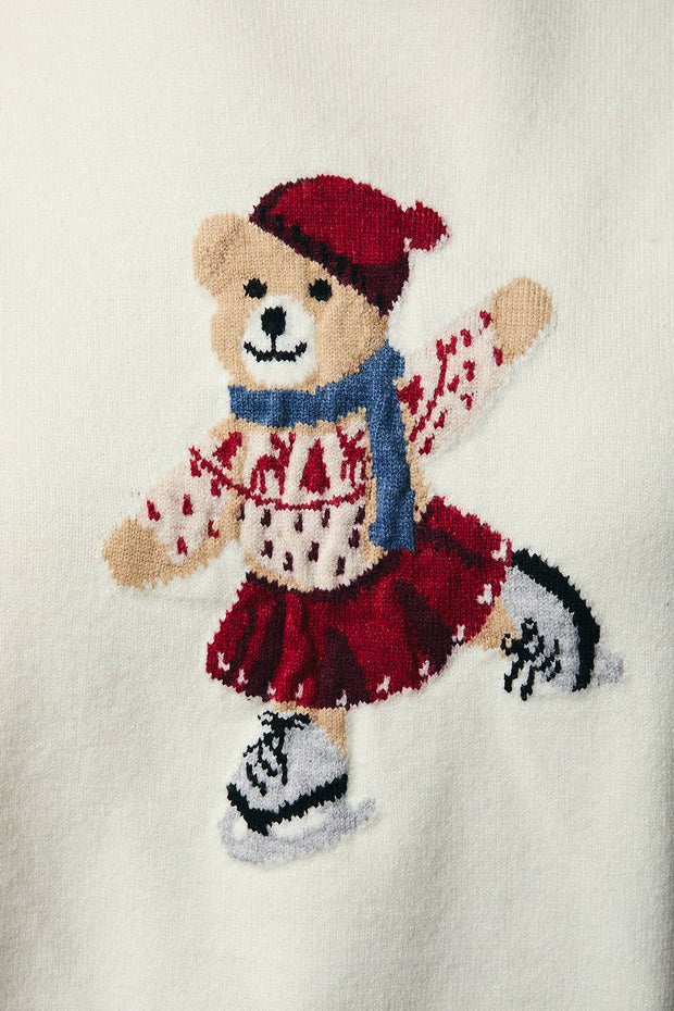 LONG SLEEVE BEAR SKATER GRAPHIC SWEATER