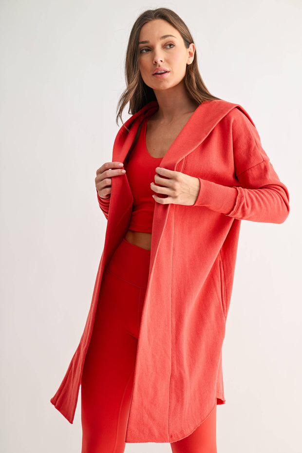 Open Front Longline Hoodie Cardigan