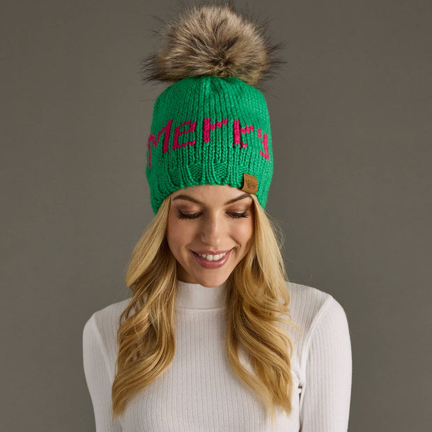 Panache Apparel Co. - Bright Green Merry Pom Hat