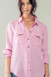 Pink Chambray Button Down