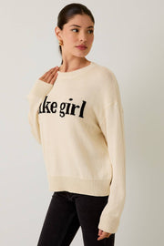ROUND NECK LONG SLEEVE "LAKEGIRL" LT WEIGHT SWEATER