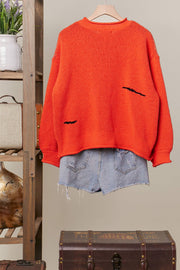 Halloween Spooky but Sweet Face Ghost Knit Sweater