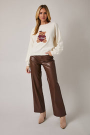 LONG SLEEVE SANTA TEDDY SWEATER