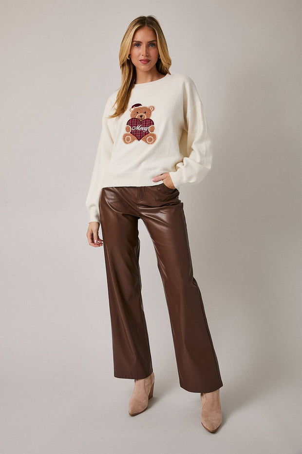 LONG SLEEVE SANTA TEDDY SWEATER