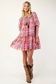 Boho Pink Tassle Dress