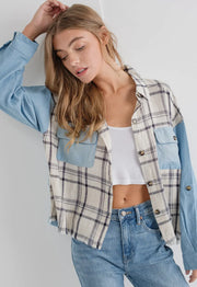 Denim Plaid Mix Shacket