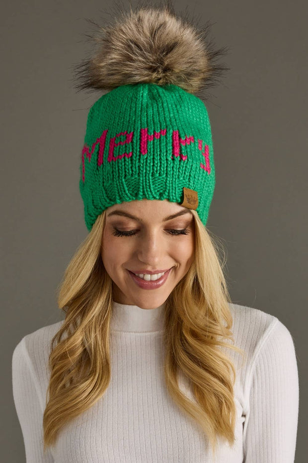Panache Apparel Co. - Bright Green Merry Pom Hat