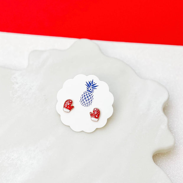 Prep Obsessed Wholesale - Snowflake Mittens Signature Enamel Studs