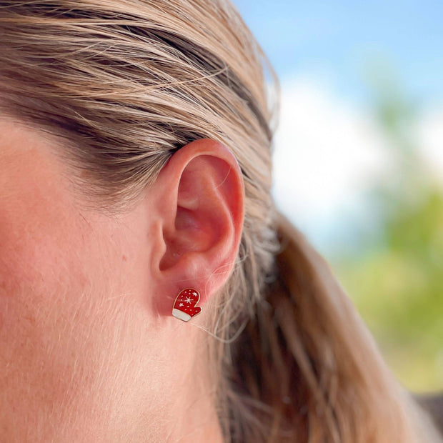 Prep Obsessed Wholesale - Snowflake Mittens Signature Enamel Studs