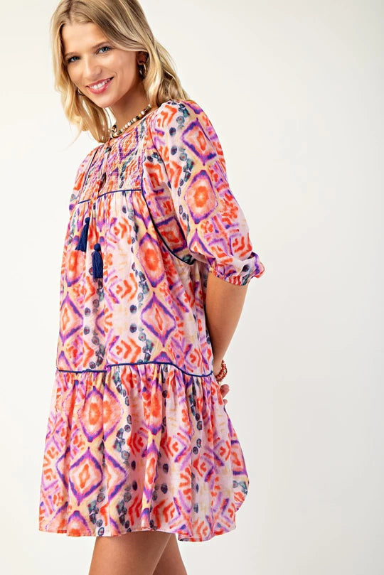 Boho Pink Tassle Dress