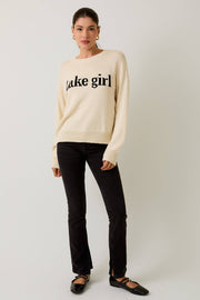 ROUND NECK LONG SLEEVE "LAKEGIRL" LT WEIGHT SWEATER
