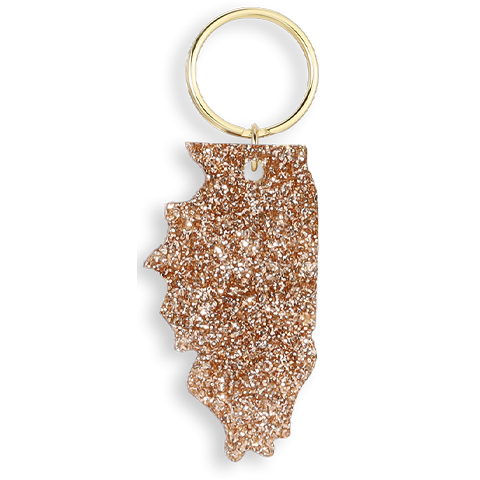 Lucky Feather - Glitter Keychain - State - ILLINOIS