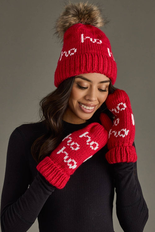 Panache Apparel Co. - Red & White Ho Ho Ho Pom Hat