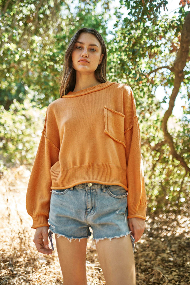 Mello. - Round Neck Sweater: Tan / M