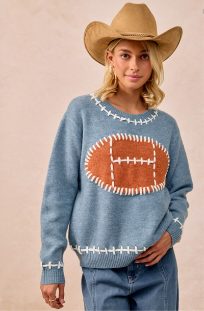 Dusty Blue Football Sweater