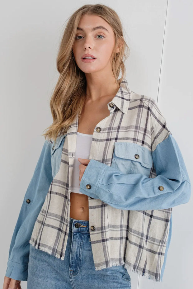 Denim Plaid Mix Shacket