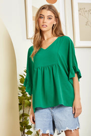 Kelly Green Ruffle Sleeve Top