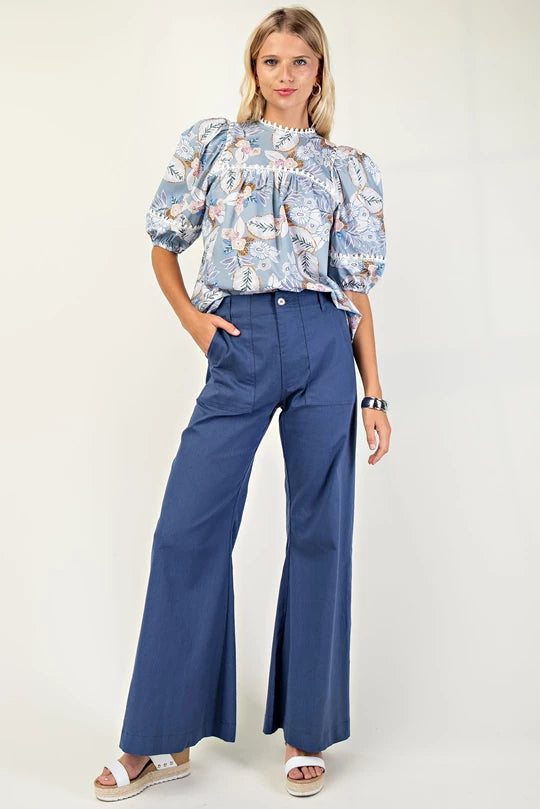 Dark Blue Wide Leg Pants