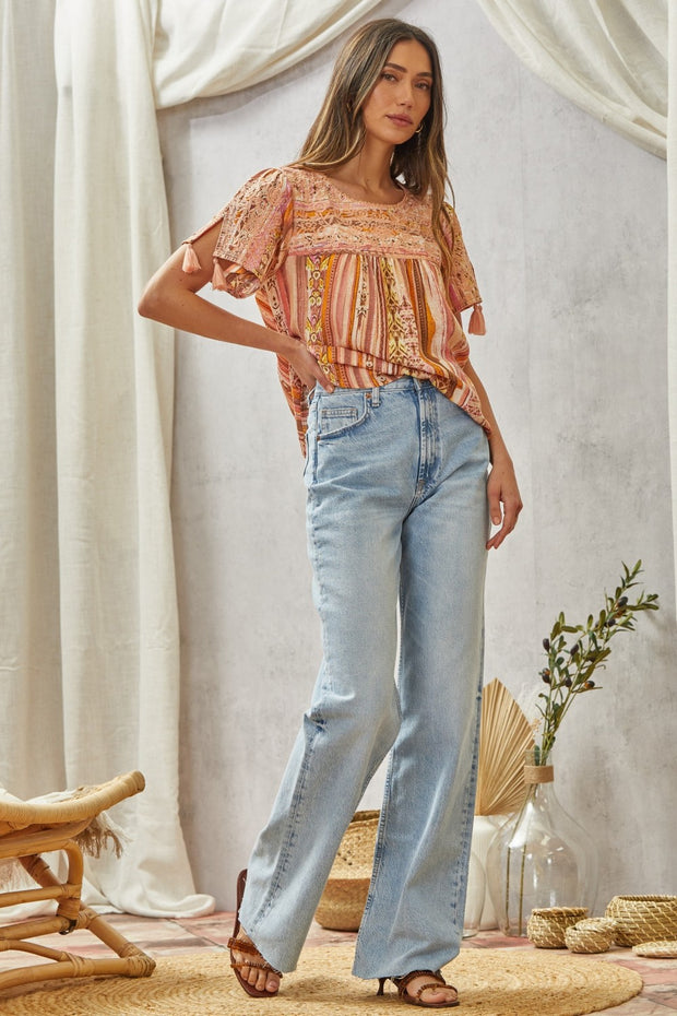 Embroidered Boho Top