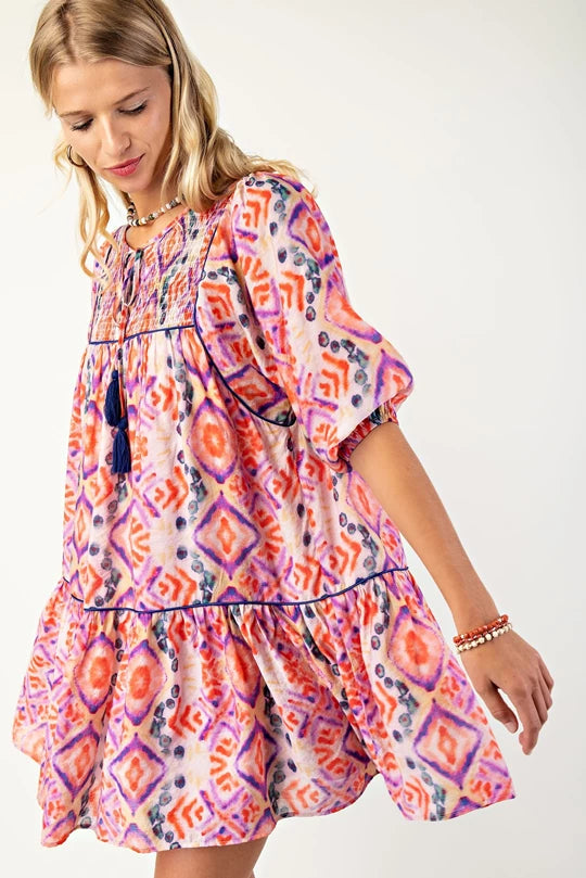 Boho Pink Tassle Dress