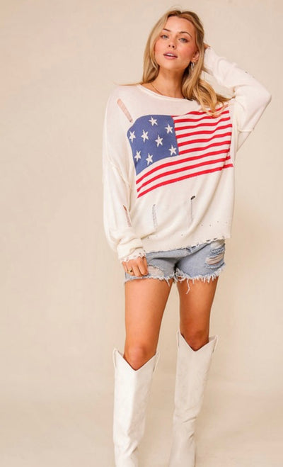 Americana Distressed Sweater