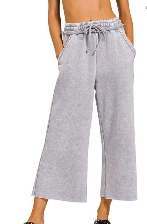 Cropped Terry wide leg pants