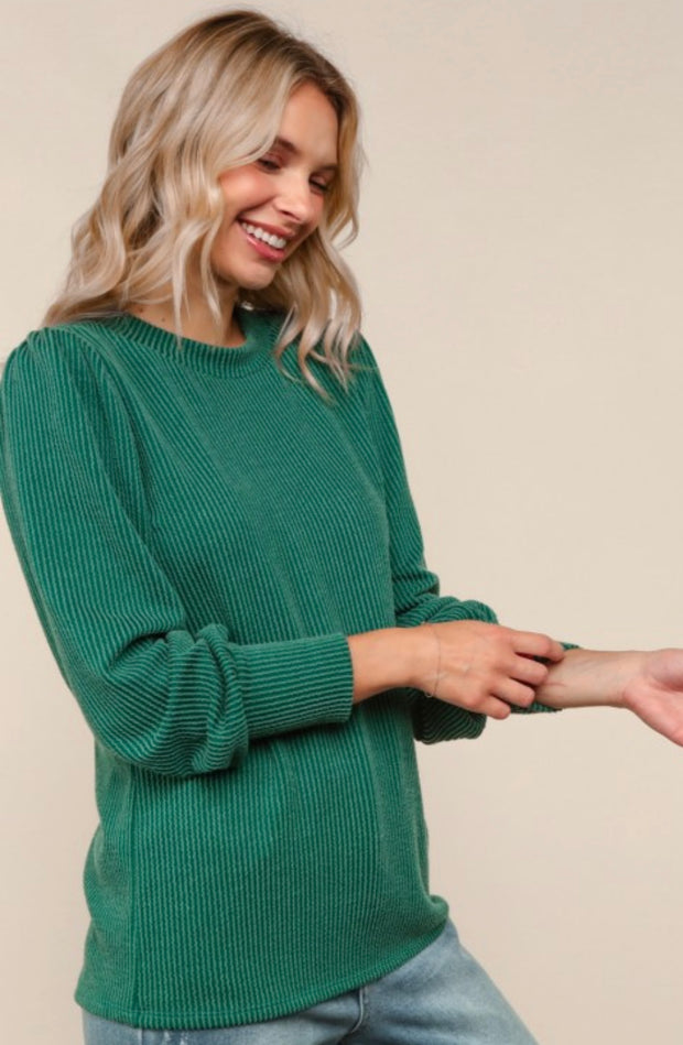 Olive Ribbed Top