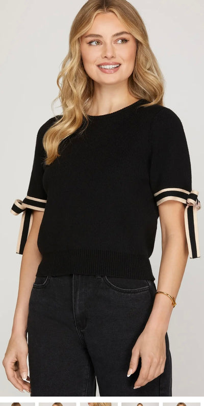Tie Bow Sleeve Sweater