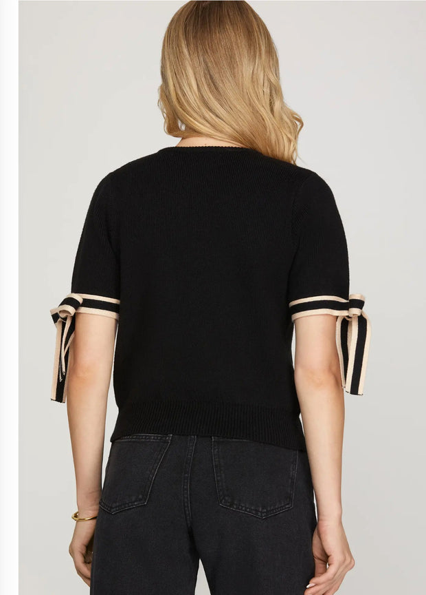Tie Bow Sleeve Sweater