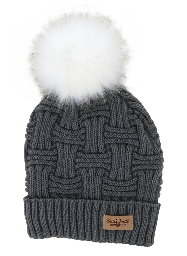 Britt's Knits Plush Lined Hat With Pom