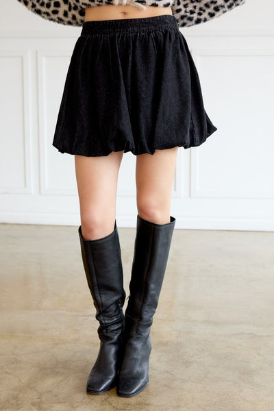 Charcoal denim bubble skirt