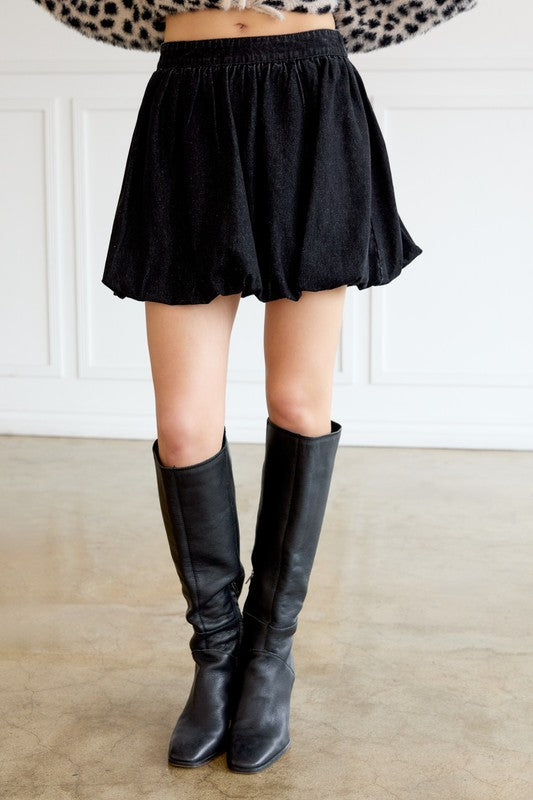 Charcoal denim bubble skirt